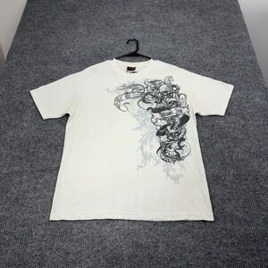 Miami Ink T Shirt Mens L Off White Skull Tattoo Streetwear Edgy Y2K Grunge
